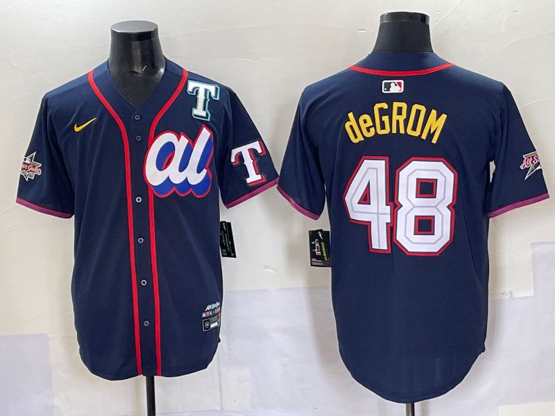Men 2025 Texas Rangers 48 DeGrom Drak blue Nike MLB All Star jersey style 1